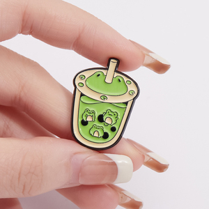Broche de metal esmaltado con diseño de animales de dibujos animados (rana, zorro, mapache) impreso con tipografía personalizada, insignia para mochila, letras, venta al por mayor - Product Image 2