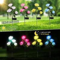 Nouveau Style 3 têtes Rose fleur en forme de lumière solaire alimenté extérieur paysage jardin pelouse LED décoration pointe lampe pour passerelle