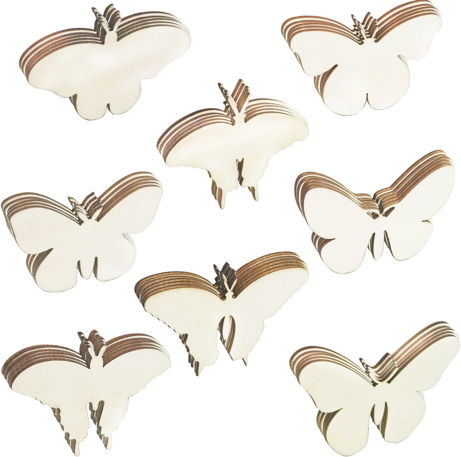 Lot De 38 Pièces Découpes En Bois Papillons – 8 Styles, Non Finies, Pour Peinture, Bricolage Enfants Et Déco Maison
