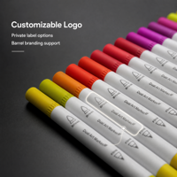Ensemble de stylos marqueurs à l'encre permanente pour aquarelle, pointe fine, en plastique, pour dessin artistique, avec pointe feutre pour colorer sur papier