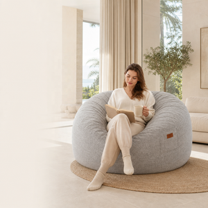 Promotion : Fauteuil Poire Géant en <span class=keywords><strong>Tissu</strong></span> Doux au Design Moderne, Rembourré en Éponge Déchiquetée, Canapé-Lit Rond Confortable pour Salon, Chambre et Balcon - Product Image 2