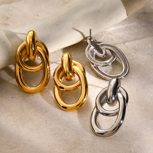 Pendientes de Nudo, Chapados en Oro de 18k, Acero Inoxidable, Diseño Geométrico Minimalista, Joyería de Moda para Mujer, Accesorio de Otoño Invierno - Product Image 4