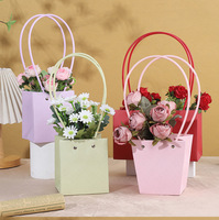 Boîte à fleurs portable en papier kraft de luxe pour fleuriste et sac d'emballage pour bouquet