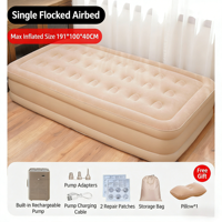 Matelas pneumatique en PVC gonflable, compact et pliable, lit simple/double pour le camping et l'utilisation intérieure/extérieure