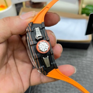Top Quality Tonneau <b>Automatic</b> <b>Chronograph</b> Men's Watch Forged Carbon FiberCaseSkeletonDialRubberStrapSapphireCrystalLuminousHands - Product Image 4