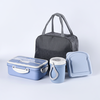 Boîte à lunch isotherme en plastique grande capacité, ensemble créatif portable pour l'extérieur avec couverts, pour étudiants, employés de bureau, boîte bento, tasse de voyage