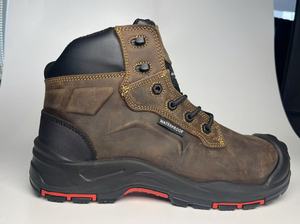 DSF53 All Seasons <b>Waterproof</b> Static Electricity Resistant Mid Cut Steel Toe Brown Full Grain Leather Safety <b>Working</b> <b>Boots</b> - Product Image 4