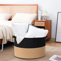 Panier de rangement en corde de coton tressée, double poignée, grand format, pour la maison, le placard, la lessive, les jouets, style japonais, 55x35cm, professionnel, en gros