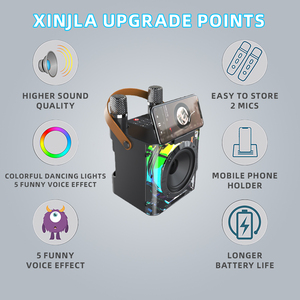 Máquina de <span class=keywords><strong>Karaoke</strong></span> con Altavoz Bluetooth, Micrófono Dual, 5 Voces Divertidas, Efecto de Luz RGB, Subwoofer Inalámbrico <span class=keywords><strong>para</strong></span> Fiestas de Cumpleaños en Casa - Product Image 4