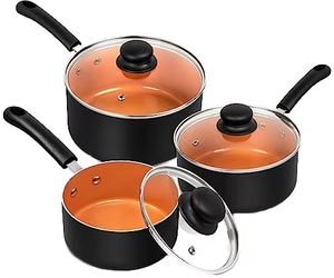 Casserole à fond en aluminium avec couvercle et poignée - Product Image 1