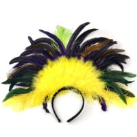 Mardi Gras Violet Cocktail Paon Chapeaux Nouvelle-Orléans Mascarade Masque Faux Plume Sequin Bandeau pour les Fêtes Promotions
