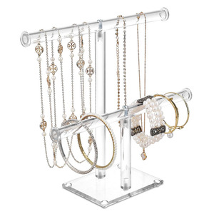 Acrylic Vòng đeo tay Hiển thị chủ 2 Tier T-Bar treo đồ trang sức tổ chức Vòng cổ chủ hiển thị Organizer đồ trang sức chủ đứng - Product Image 3
