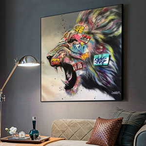 Poster e Stampe di Arte Graffiti con <span class=keywords><strong>Leone</strong></span> Ruggente Colorato, Dipinto Astratto su Tela di Animali, <span class=keywords><strong>Quadro</strong></span> Decorativo da Parete per Soggiorno - Product Image 3