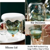 Vente en gros 250ml tasse en verre transparente à double paroi tasse de cadeau de Noël d'arbre de Noël pour souhaiter cette saison de fête