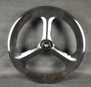 Roues en carbone 700C à <span class=keywords><strong>3</strong></span> rayons 70mm de profondeur 23mm de largeur à engrenage fixe/moyeu de route pour vélo de course sur piste/route Paire de roues en carbone à trois rayons - Product Image 4