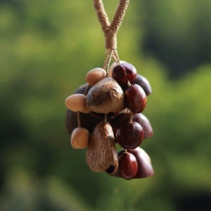 Campana de Sonido Portátil Hecha a Mano con Cáscaras de Frutas Variadas, Sonajero de Terapia de Sonido para Yoga, Campana de Viento de Cáscara de Nuez Natural, Regalo - Product Image 1