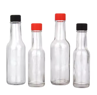 Botol Saus Pedas Kaca Transparan dengan Tutup Sekrup Plastik Merah untuk Sablon