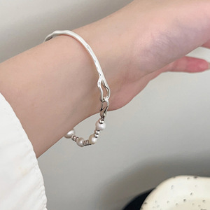 Pulsera de media espiral Yinruitai S925 de plata de ley con perlas para mujer, joyería de uso diario, estilo INS. - Product Image 4