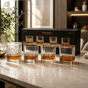 Verre à whisky carré pour hommes, base lourde, cristal transparent, pour whisky, <span class=keywords><strong>bourbon</strong></span>, bière, liqueurs et spiritueux - Product Image 1