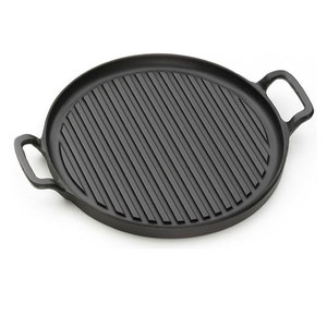 T029 주철 그릴 팬 12.4 인치 철판 팬 듀얼 핸들 주철 프라이팬 바베큐 그릴 라운드 구이 팬 모든 스토브 상단 - Product Image 2