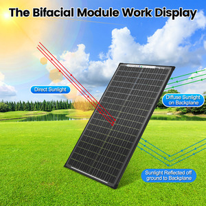 Panneaux Solaires Monocristallins Bifaciaux Entièrement Noirs en Stock d'Entrepôt, 100 Watts, Panneaux Photovoltaïques Solaires de Qualité en Stock à Prix Abordable - Product Image 6