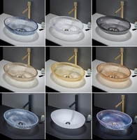 Nouvel Arrivage : Lavabo de Luxe en Verre pour Salle de Bain, Lavabo d'Appoint Artistique en Verre Cristal Fait Main pour Maison et Hôtel