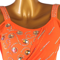 Robe de danse longue de performance orange de spectacle de salle de bal de scène professionnelle populaire pour les femmes