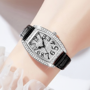 Orologio da polso al quarzo in pelle nera Radia da donna - Product Image 1