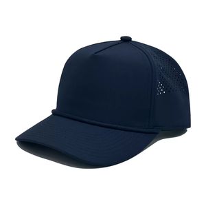 Gorra de béisbol de 5 paneles de poliéster de secado rápido, estilo camionero, con cordón ajustable, malla transpirable perforada y visera de protección solar para exteriores. - Product Image 5