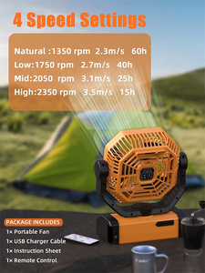Ventilador de campamento portátil recargable de 20000mAh con batería para exteriores con ventilador de ventilación portátil ligero para acampar para tienda de campaña - Product Image 6