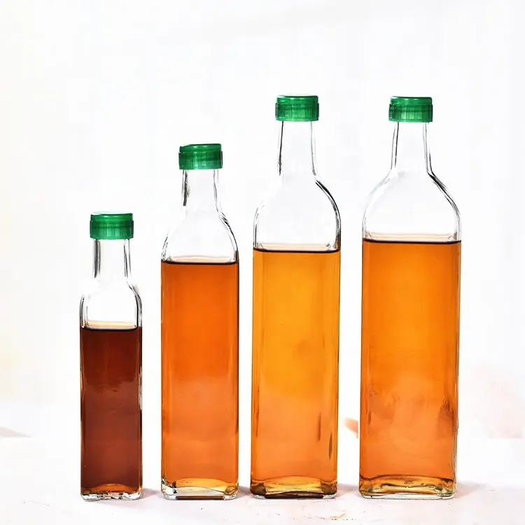 Großhandel 100 250 500 750 1000ml Leere quadratische Koch olivenöl Sojasauce Essig Glasflasche