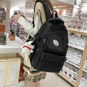 Japanese Style <b>Backpack</b> For Girls 15 Inches <b>Large</b> Capacity <b>School</b> Education White Red Color Blocking Solid Pattern - Product Image 3