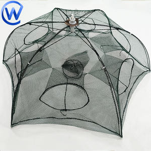American Best Aquaculture Piège à crabe pliable à 7 trous Piège à écrevisses Crawdad Piège à pêche pliant style parapluie - Product Image 1
