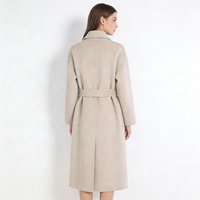 Manteau long en laine et cachemire double face pour femme, nouvelle collection automne-hiver, respirant, écologique, décontracté, avec ceinture