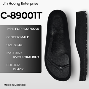 Sandales tongs pour homme Jin Hoong C-89001T en PVC noir, semelle extérieure légère, confortable, antidérapante, durable, résistante à l'eau - Product Image 1