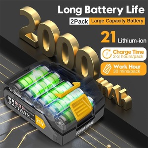 Tondeuse à gazon sans fil 21V avec 2 batteries, tondeuse à gazon à batterie lithium haute puissance, kit de désherbeur de jardin portatif - Product Image 4