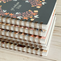 Cahier à spirale ligné Journal A5 College Ruled 100 Pages Reliure à double fil, motif floral pour notes de bureau scolaire