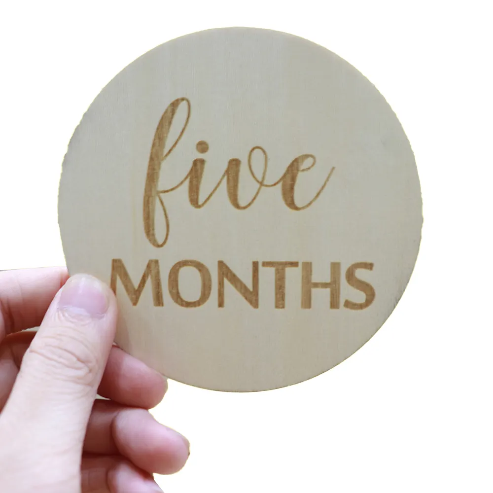 Sign Crafts Baby Milestone Cards Shooting Props Home Decoration Round Wooden Jinn Home Custom Wood Disc Engraving Letters Carved