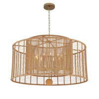 Lustre moderne en jute naturel tressé à la main, lampe suspendue à deux niveaux pour table à manger, salon, hall d'hôtel