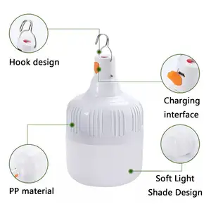 Lâmpada led portátil de pendurar, recarregável, solar, iluminação para acampamento, para áreas externas, emergência, camping, barraca