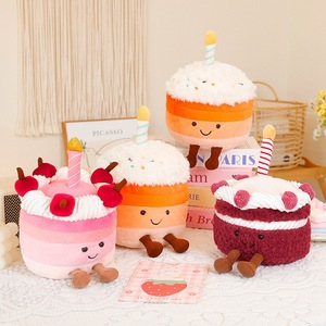 Peluche Ours Bonnie timide de la série de poupées gâteau célébrée sur Internet, en forme de gâteau d'anniversaire <span class=keywords><strong>orange</strong></span>, avec rembourrage en coton PP, apaisante et réconfortante - Product Image 3