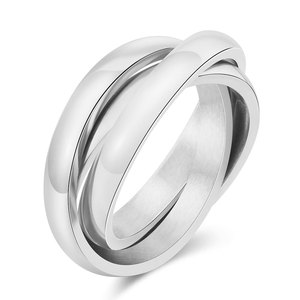 Anillo de Acero Inoxidable de Tres Colores, Diseño Geométrico de 3 mm, Joyería de Compromiso Unisex - Product Image 2