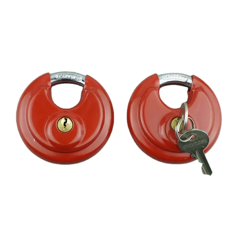 Coffre-fort avec clé pour porte antirouille, robuste, coffret de sécurité en acier inoxydable, cadenas à disque rouge