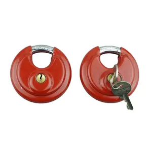 Cadeado resistente à ferrugem, armazém de porta ao ar livre de aço inoxidável, cadeado de segurança, trava a disco vermelho com chave