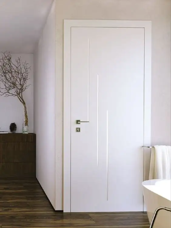 أبواب خشبية داخلية حديثة بتصميمات عازلة للصوت من CBMmart أبواب خشبية داخلية بلوح من خشب متوسط الكثافة مزودة بمقابض