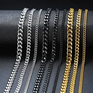 Wholesale Slim Twist Water Wave Necklace CUBAN LINK 3 TO 7 MM STAINLESS STEEL NECKLACE FOR MEN CHOKER JEWELRY