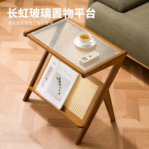 Mesita de noche moderna y sencilla con estante de almacenamiento con tapa de vidrio para dormitorio, sala de estar, uso de adultos y personas mayores - Product Image 4