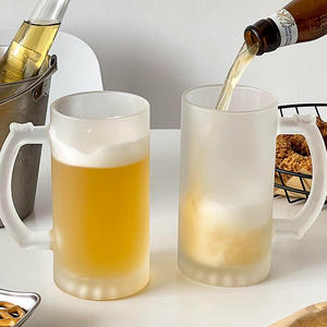 كوب بيرة زجاجي مطفي للطباعة بالتسامي سعة 16 أونصة، كوب إبداعي بمقبض على شكل تنين، جدار سميك، أكواب شفافة للبيرة والنبيذ والويسكي مع مقبض - Product Image 2