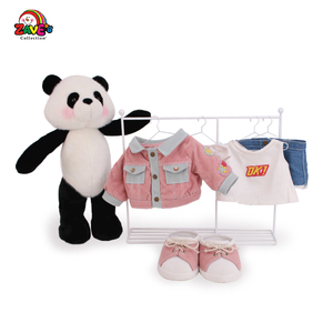 Zave 15.5 pollici in piedi <span class=keywords><strong>Panda</strong></span> morbido giocattolo rosa Denim abito da gioco mostra tessuto bianco nero PP cotone pelle amichevole - Product Image 5