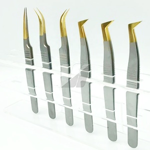 Pince à épiler d'extension de cils en acier inoxydable japonais enduit de gris de haute qualité pointu Logo personnalisé poignée durable professionnelle - Product Image 5